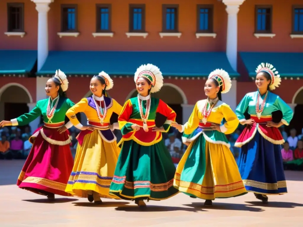 Grupo de bailarines tradicionales en vibrante danza ceremonial