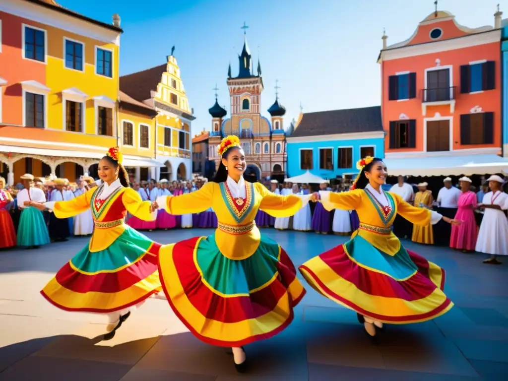 Grupo de bailarines tradicionales en vibrante festival