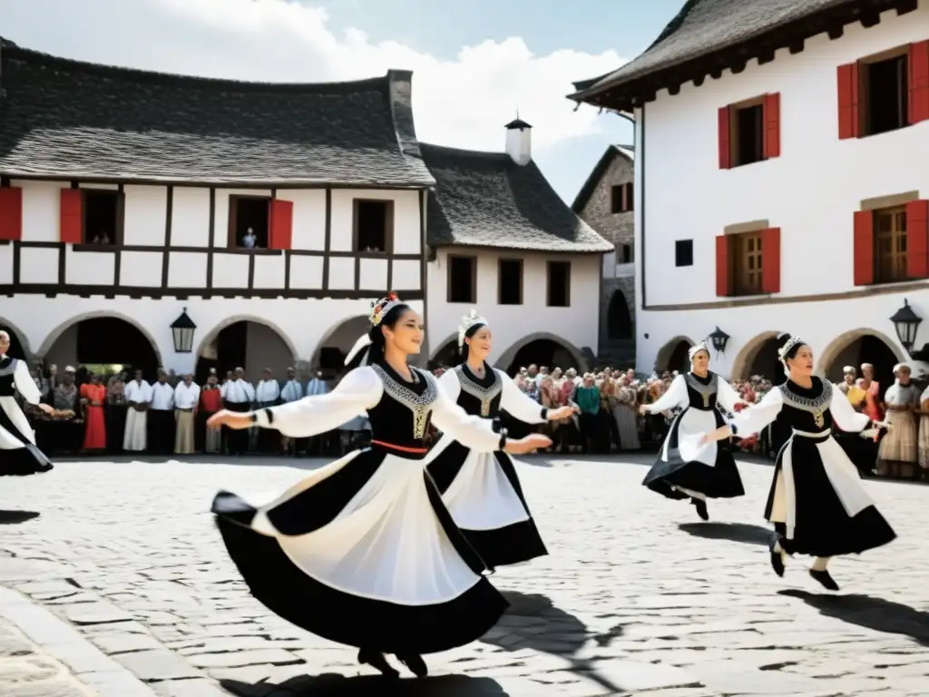 Grupo de bailarines en trajes coloridos danzando en una plaza histórica