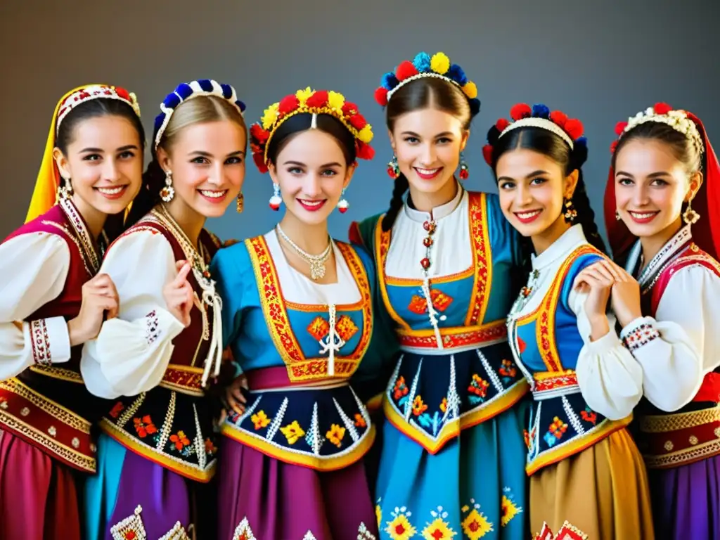 Danza folclórica de Europa del Este: Coloridas y energéticas actuaciones Grupo de bailarines con trajes de danza folklórica de Europa del Este, exudando energía y pasión en su actuación