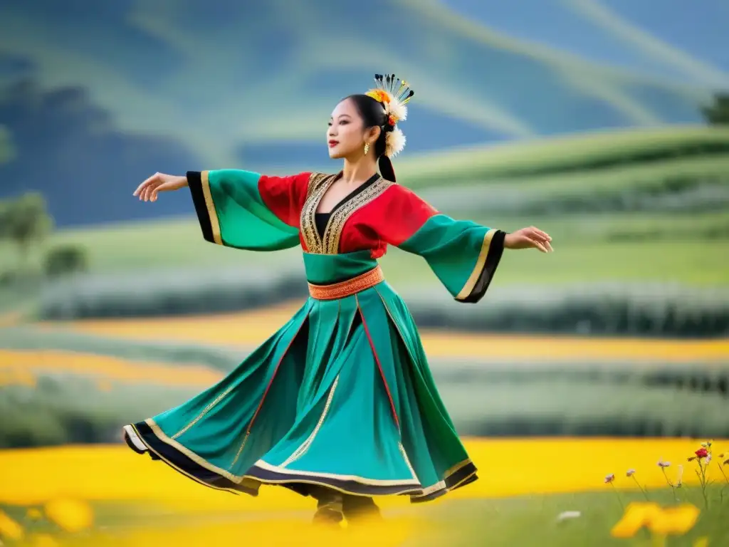 Grupo de bailarines con trajes modernos en danza tradicional, fusionando herencia y funcionalidad en ropa de danza tradicional moderna