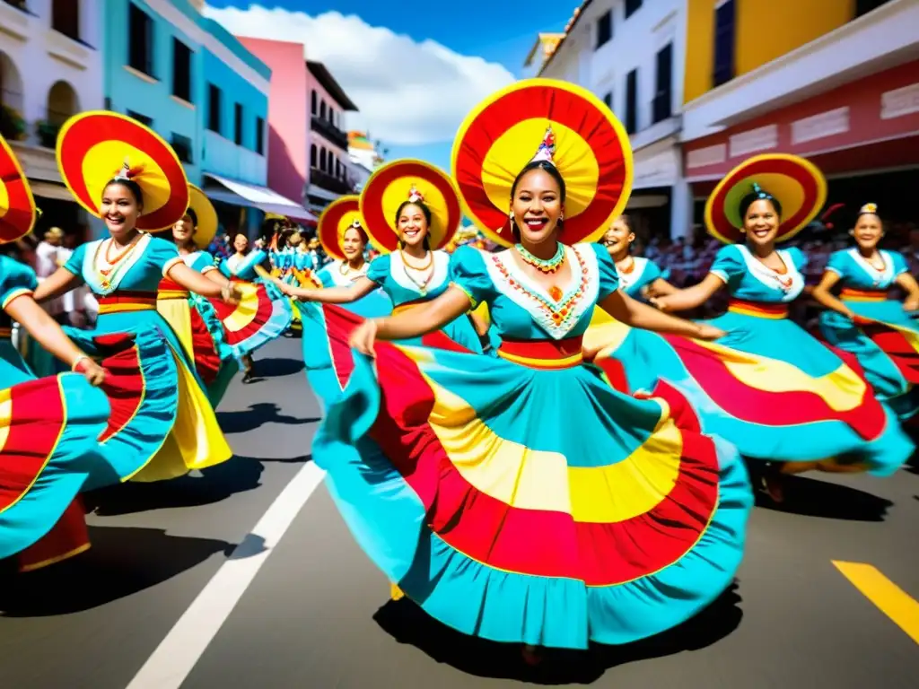 Grupo de bailarines en trajes tradicionales danzando al ritmo del funaná en Cabo Verde, historia de la danza