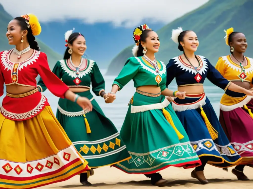 Grupo de bailarines con trajes tradicionales, capturando la energía y significado cultural de la danza