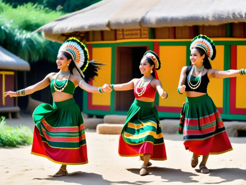 Grupo de bailarines Zaouli en trajes vibrantes, realizando danza energética