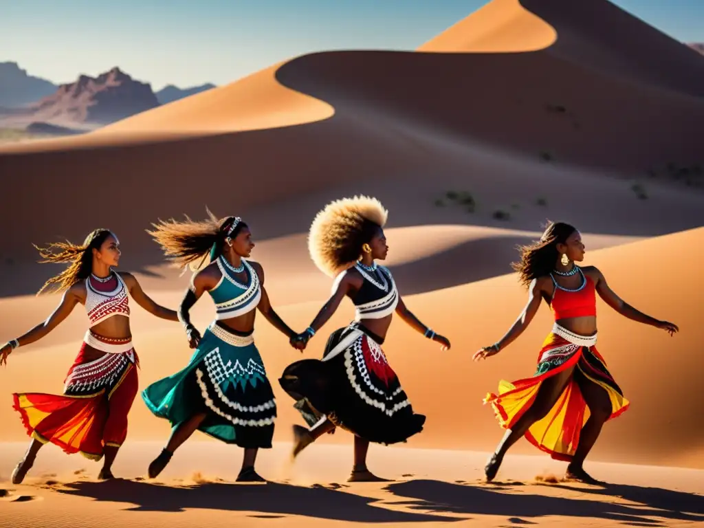 Un grupo de bailarines tribales contemporáneos realiza una impactante danza en el desierto