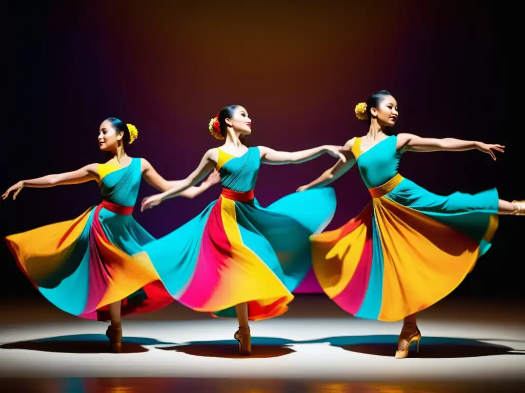 Grupo de bailarines elegantemente vestidos en una coreografía sincronizada, mostrando la fusión de moda y danza