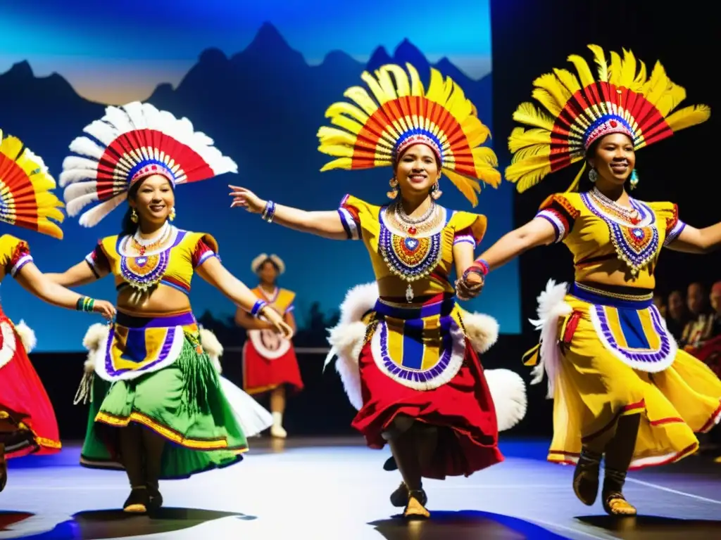 Grupo de bailarines con vestuarios de danza tradicional significado, expresando orgullo y resistencia a través de su arte