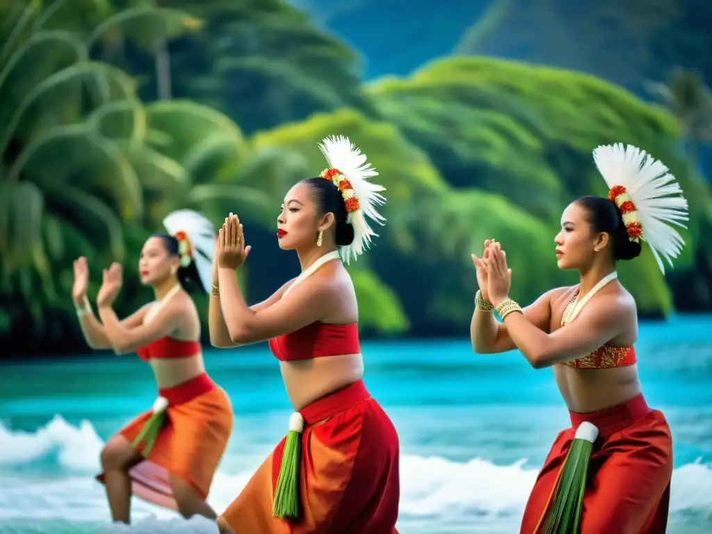 Grupo de bailarines ejecutando la vibrante Danza Kailao, transmitiendo pasión y tradición cultural en Tonga