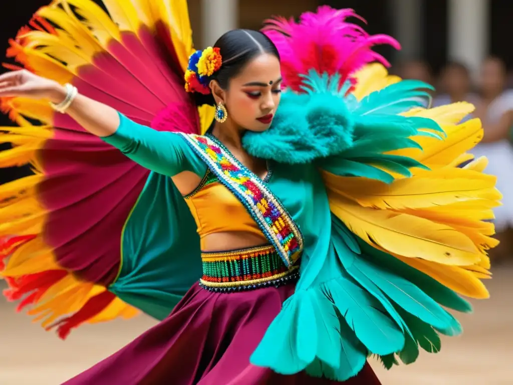 Grupo de bailarines con vibrantes vestuarios de danza tradicional significado, expresando pasión y tradición cultural latinoamericana