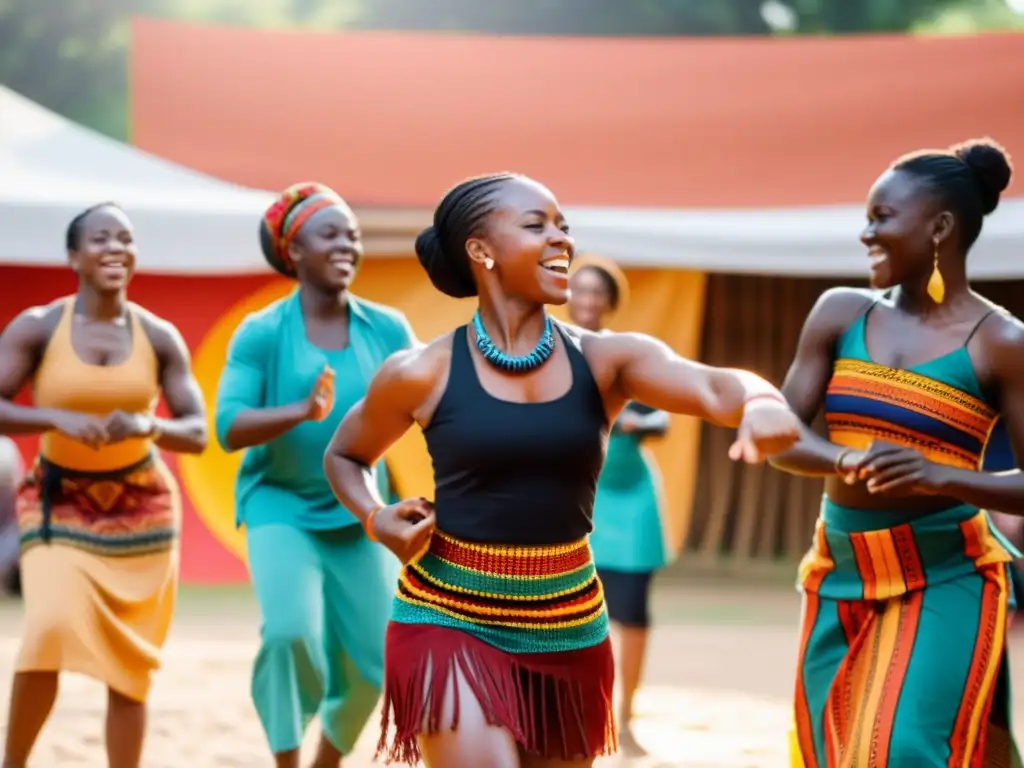 Un grupo aprendiendo baile africano con djembé