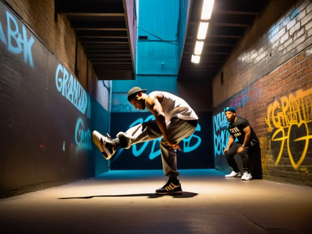 Un grupo de breakdancers desafían la gravedad en un callejón urbano