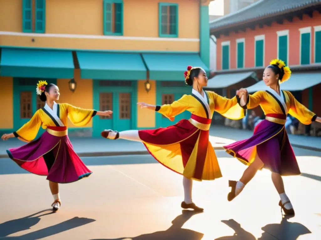 Un grupo de danza tradicional se adapta a distintos entornos urbanos y naturales, mostrando la versatilidad del entrenamiento en danzas tradicionales