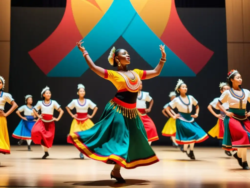 Grupo diverso de bailarines tradicionales cautiva a una audiencia variada, reflejando el impacto de la globalización en las danzas tradicionales