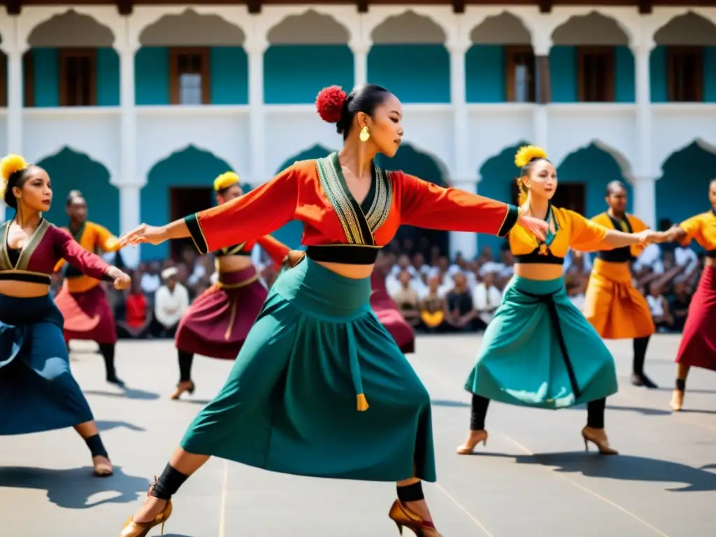 Grupo diverso baila con pasión y determinación en protesta con danzas tradicionales como expresión cultural