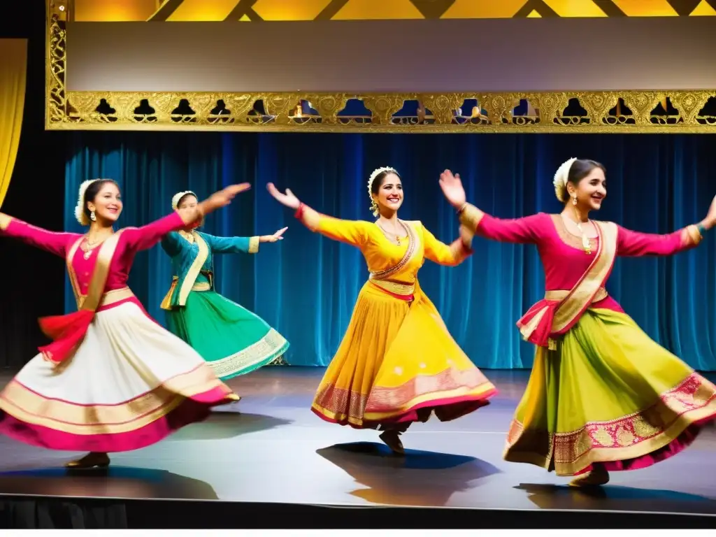 Grupo enérgico de bailarines Bhangra en el World Folkfest, celebrando la diversidad cultural con danza vibrante y colorida