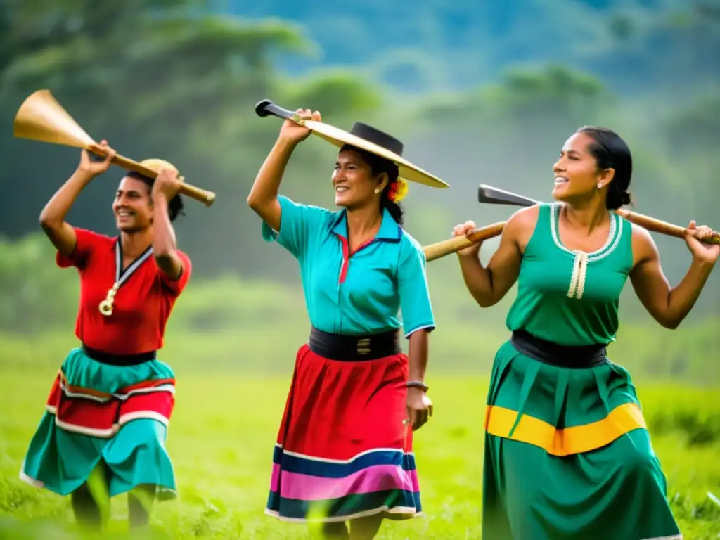 Grupo de macheteros hondureños danzando en un campo, reflejando el significado agrario y cultural de la danza en Honduras