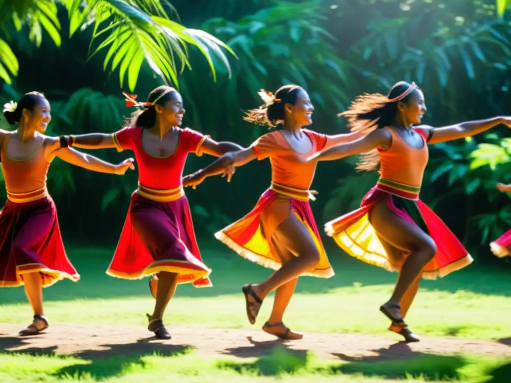 Un grupo de macheteros hondureños danza con energía en un claro soleado, reflejando el significado agrario de su tradición