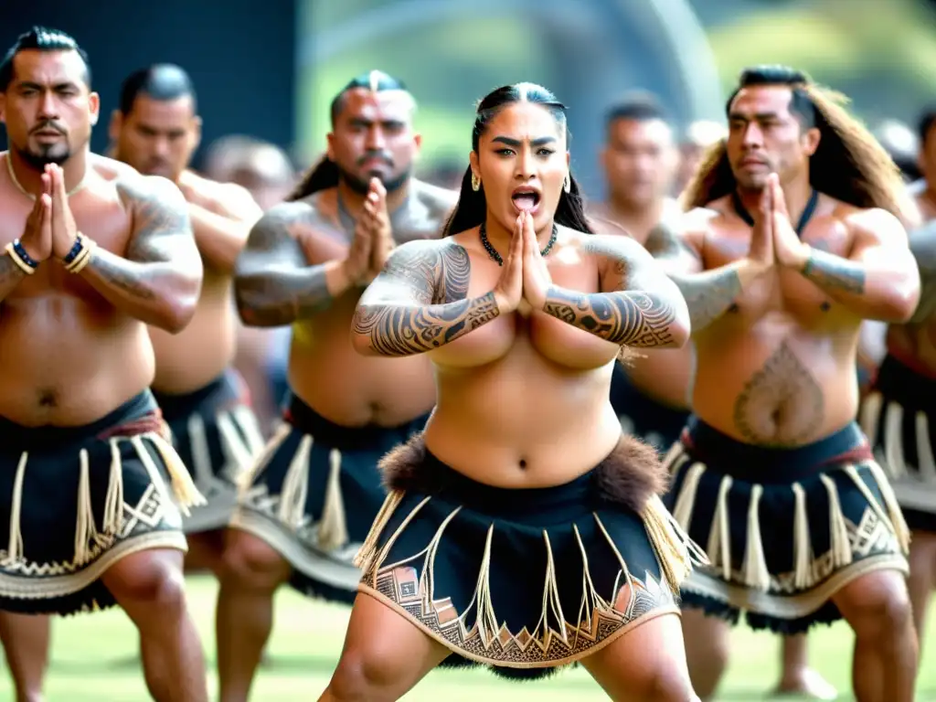 Grupo Maorí realiza el Haka en festival de danza, con espectadores admirados