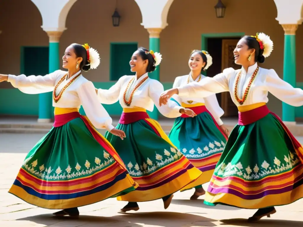 Grupo de mujeres en trajes tradicionales realizando danza empoderada