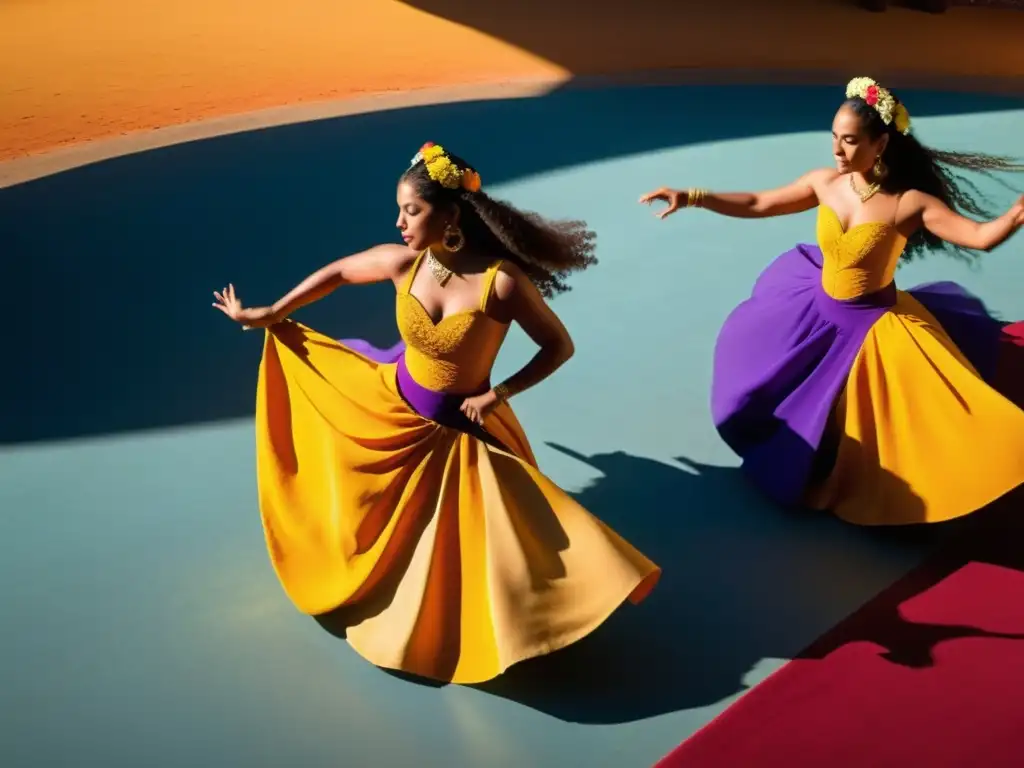 Grupo de músicos y bailarines de Son Jarocho, con trajes coloridos y energía vibrante