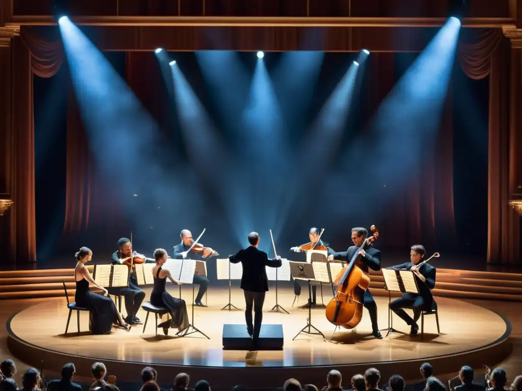 Grupo de músicos clásicos y modernos creando una banda sonora épica para ballet