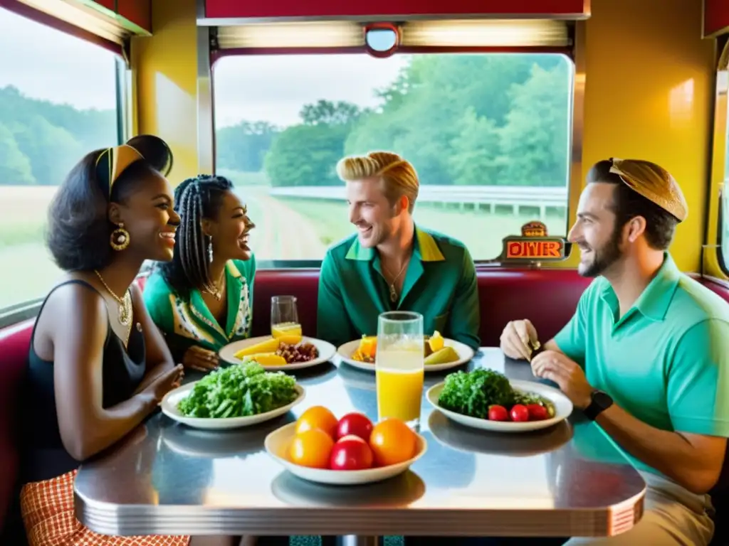 Un grupo de músicos disfruta una comida saludable en un diner antes de una gira