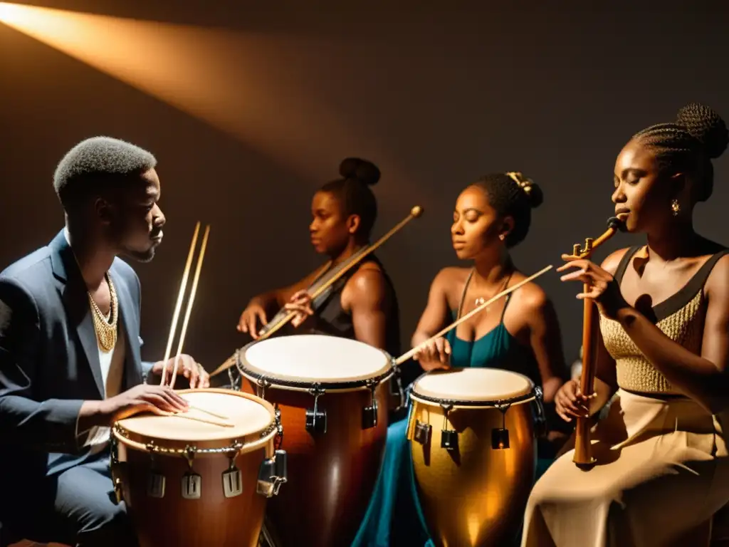 Un grupo de músicos crea música original para danzas tradicionales en un estudio cálido y lleno de pasión