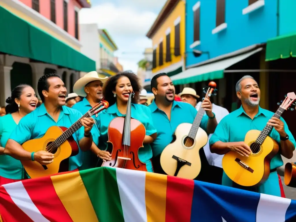 Grupo de músicos tradicionales puertorriqueños de plena comparten su pasión en un festival callejero