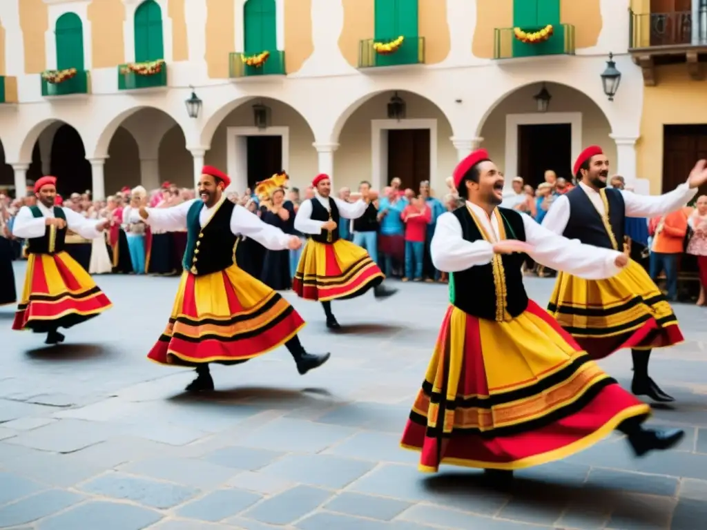 Grupo de músicos tocando zambombas en una plaza española festiva, capturando la energía y significado cultural de la zambomba