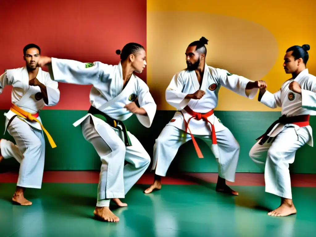 Grupo de practicantes de Capoeira en una roda al aire libre, demostrando el significado cultural y la pasión de la danza Capoeira en Brasil