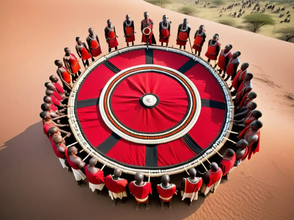 Guerreros Maasai y Samburu danzando al ritmo de la música tradicional en la sabana