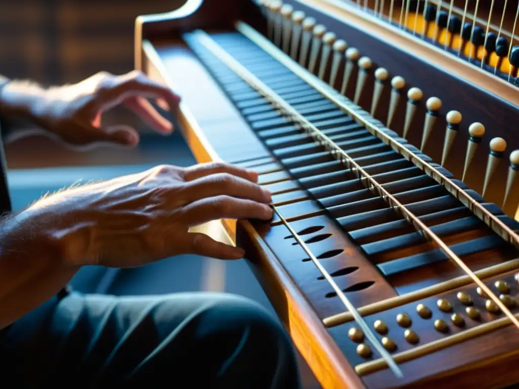 Las hábiles manos del músico dan vida al antiguo nyckelharpa sueco, revelando su historia y artesanía