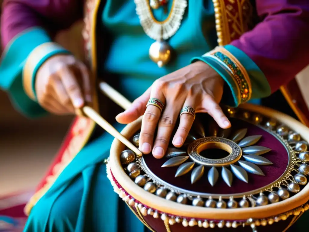 Las hábiles manos de un músico tocando una zurna tradicional, resaltando el arte musical y cultural en la danza del vientre