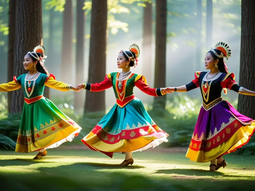 Un hipnotizante espectáculo de danza tradicional en un claro soleado del bosque