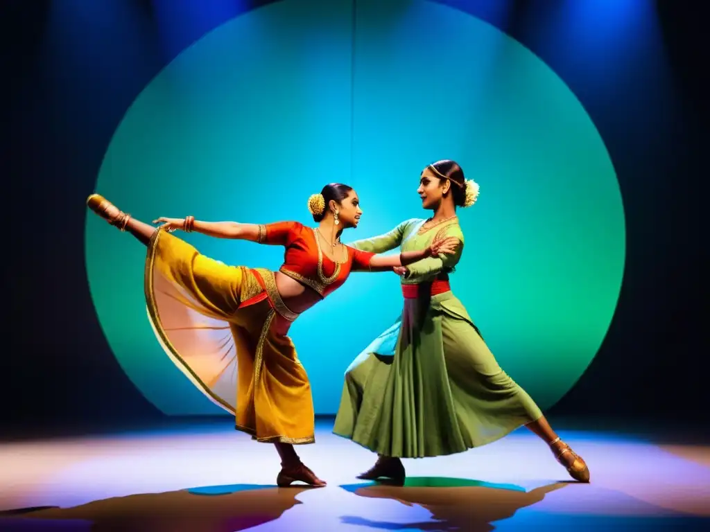 Imagen de danza clásica india con un giro moderno, destacando la modernización en el siglo XXI