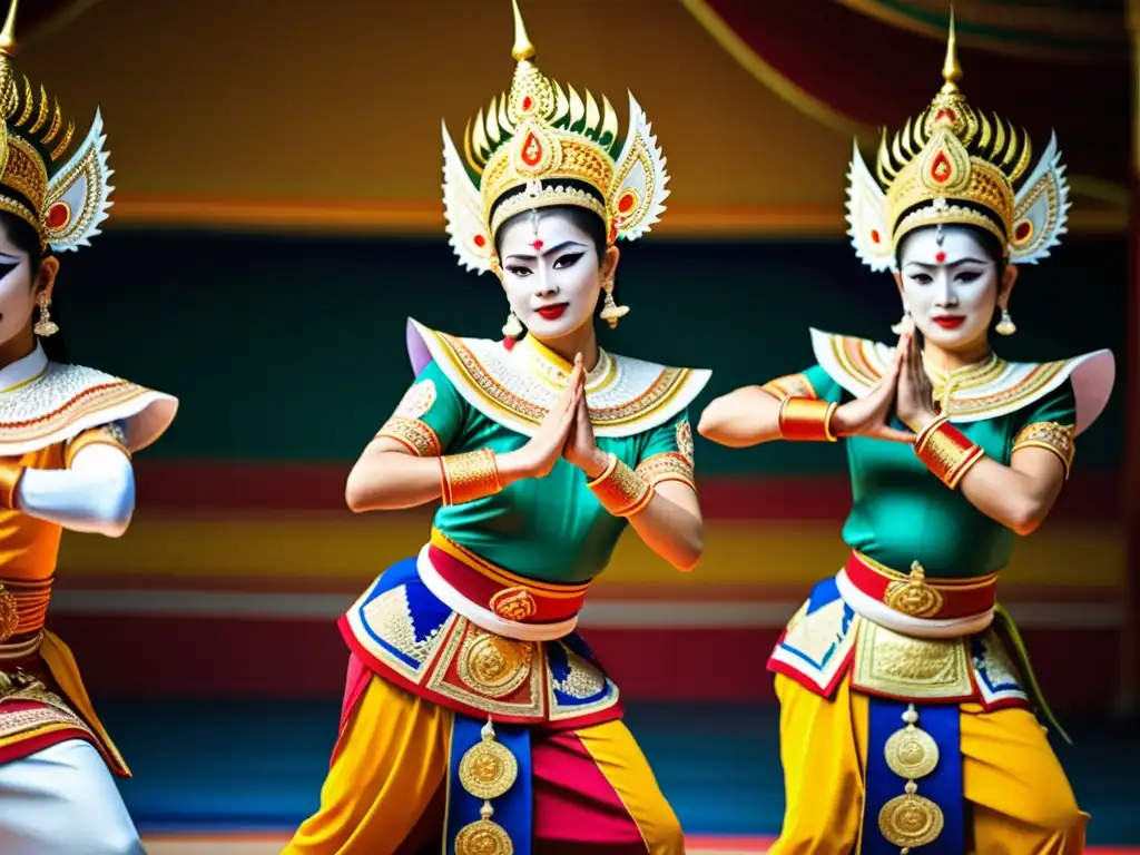 Imagen 8k de la danza Khon tailandesa con detalle, colorido y significado cultural del Khon Tailandés