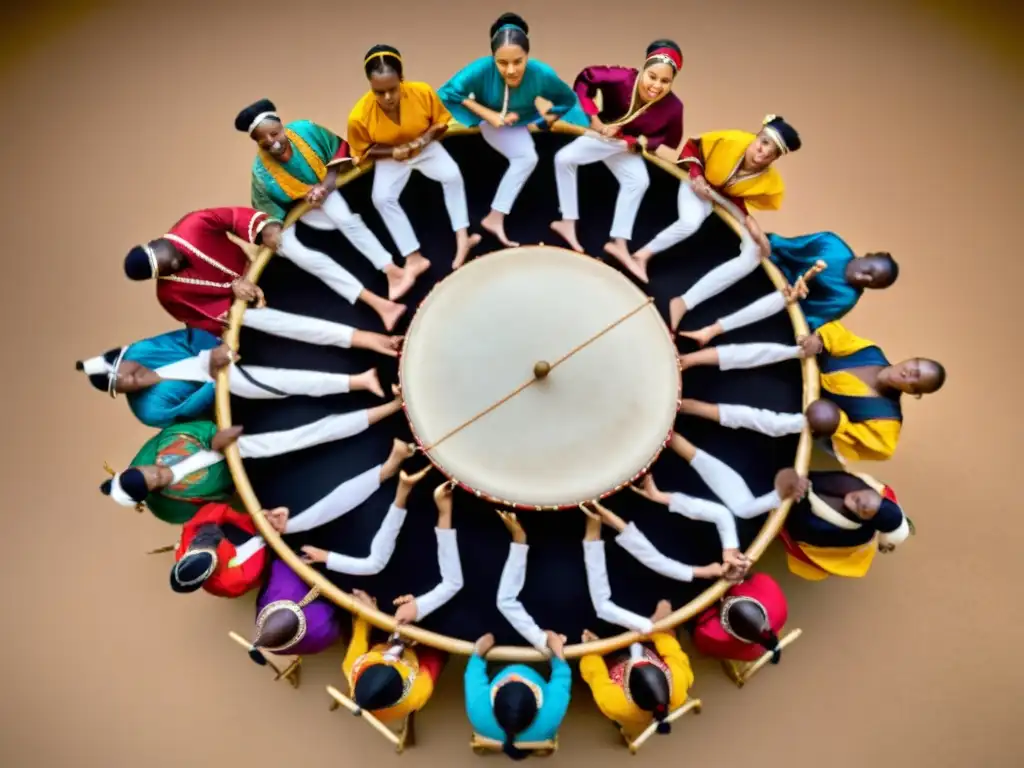 Imagen de danzantes de diversas culturas, uniendo tradiciones en un baile colaborativo