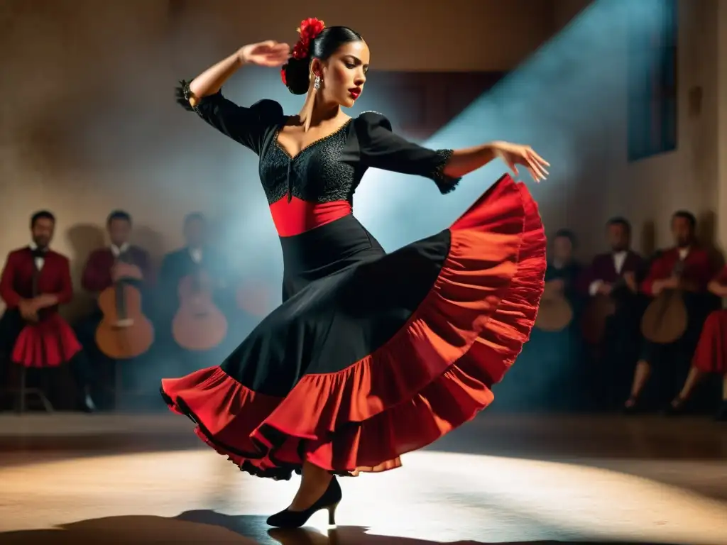 Imagen detallada de zapateado flamenco en 8k, destacando la pasión y el significado cultural del zapateado español en la tradición