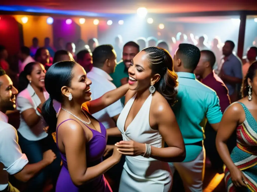 Una imagen documental de una concurrida pista de baile en un club de bachata dominicano