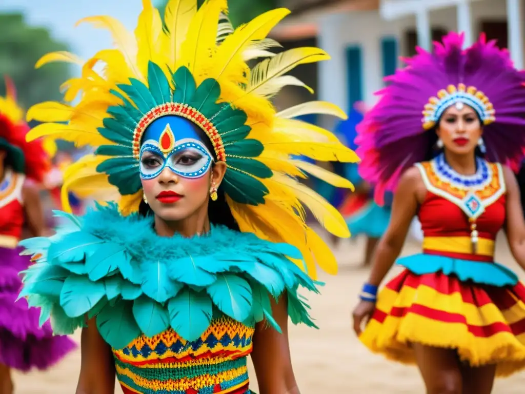 Imagen impactante de la danza tradicional El Garabato en Barranquilla, con vibrantes trajes y energía festiva