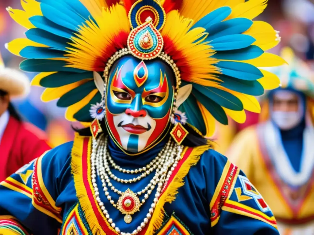 Imagen impactante de la vibrante Diablada de Oruro, destacando sus coloridos trajes y el significado cultural de la danza boliviana