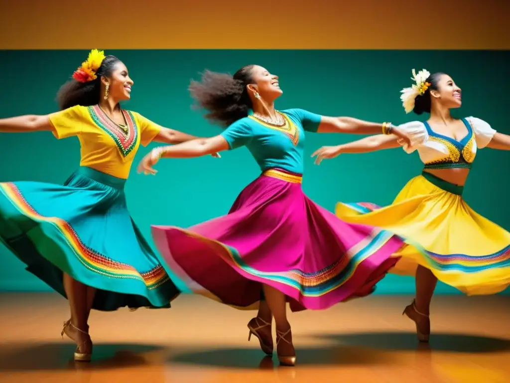 Xote Brasileño: Danza Graciosa y Colorida Una imagen vibrante capturando la energía del xote brasileño con bailarines gráciles y trajes coloridos