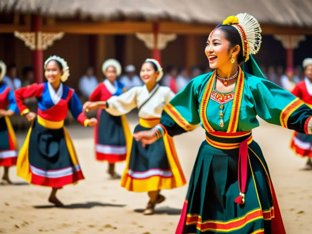 Una impactante fotografía de alta resolución capturando la energía dinámica y la gracia de una danza étnica tradicional