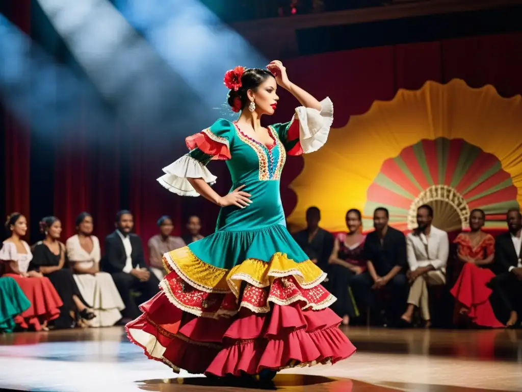 Una impactante evolución de moda flamenca en pasarelas, con un desfile de moda flamenco vibrante y lleno de color