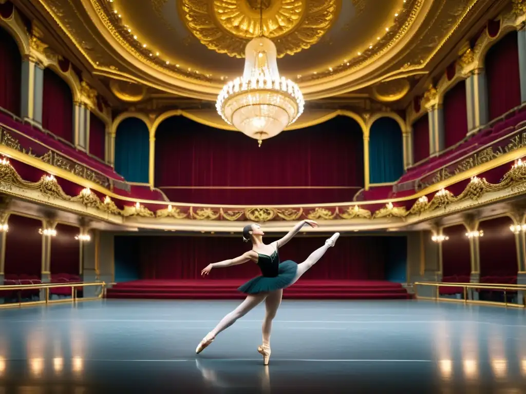 Un impresionante ensayo de ballet en un teatro majestuoso