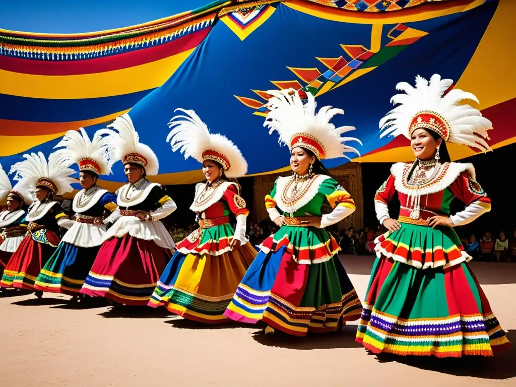 Un impresionante espectáculo de danza tradicional Tinkus en Bolivia, con trajes coloridos y vibrantes