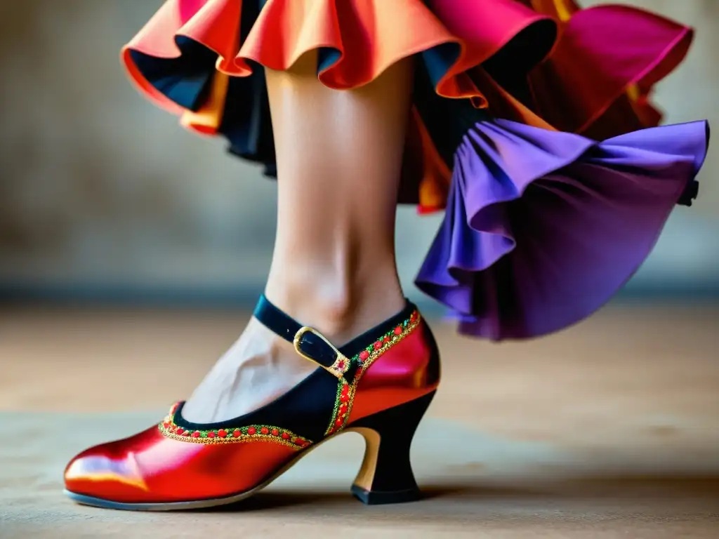 Una impresionante exhibición de zapateo flamenco ejecutada con técnica avanzada, destacando la maestría y el arte profundo de la danza