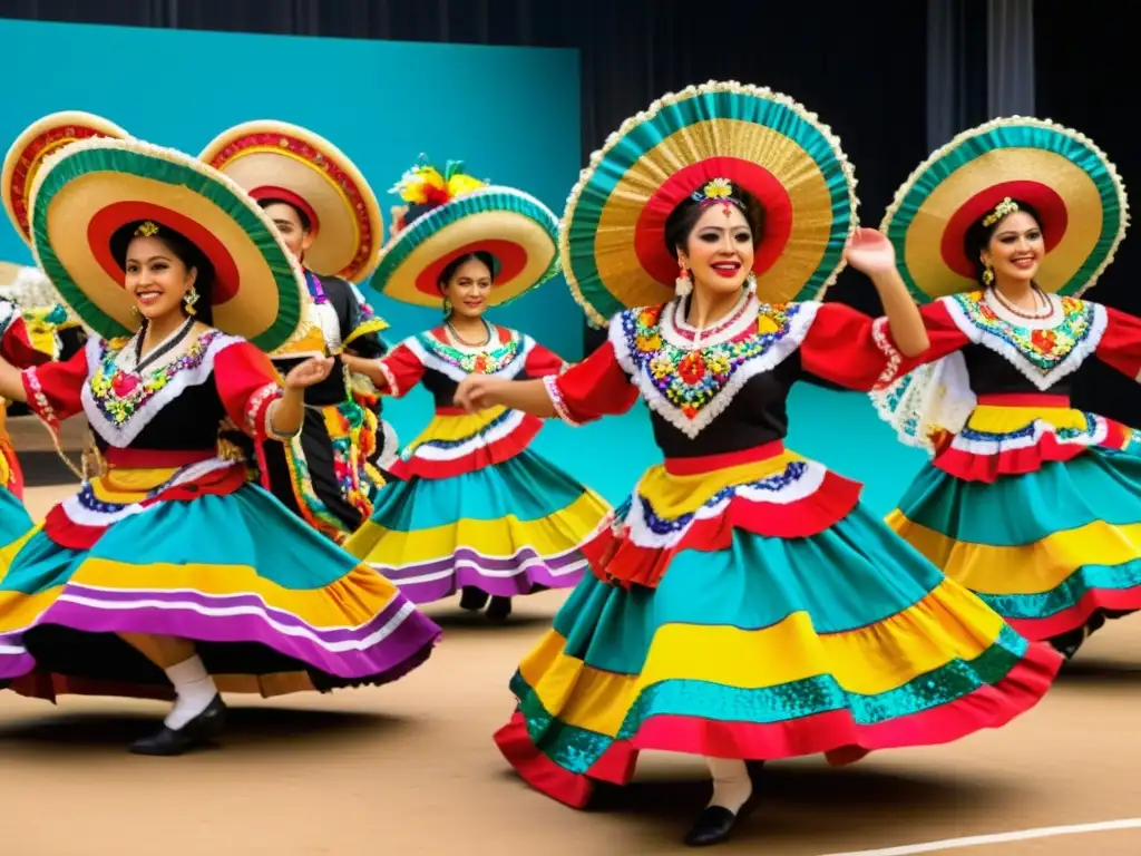 Una impresionante representación del baile folclórico mexicano, con trajes tradicionales que encarnan significados culturales