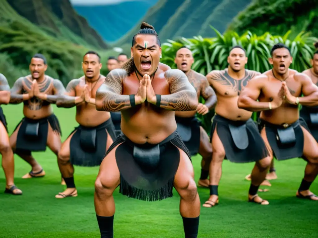 Una impresionante representación del Festival de danza Haka Maorí global, capturando la fuerza y la tradición de esta antigua forma de danza