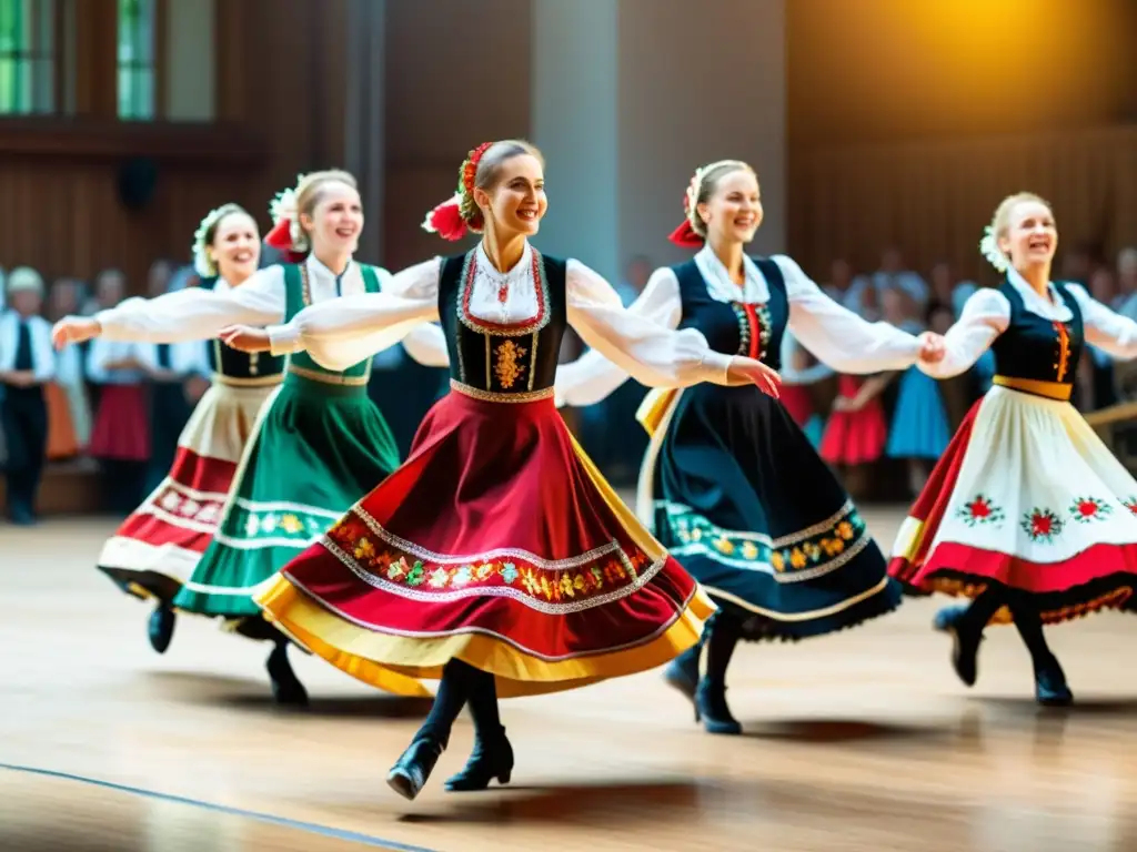 Vibrante danza folclórica polaca en 8k Un impresionante retrato en 8k de una animada danza folclórica polaca, capturando la energía dinámica y riqueza cultural de la música en las danzas polacas
